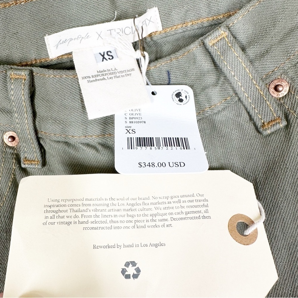 NEW Free People x Tricia Fix Reworked Denim Bell Wide Leg Flare Jeans XS - Picture 12 of 15